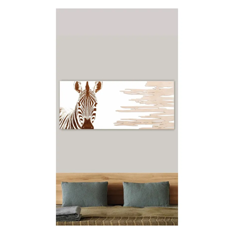 Pikturë me Zebra Made with Laser Made in Italy - Yuuka Viadurini