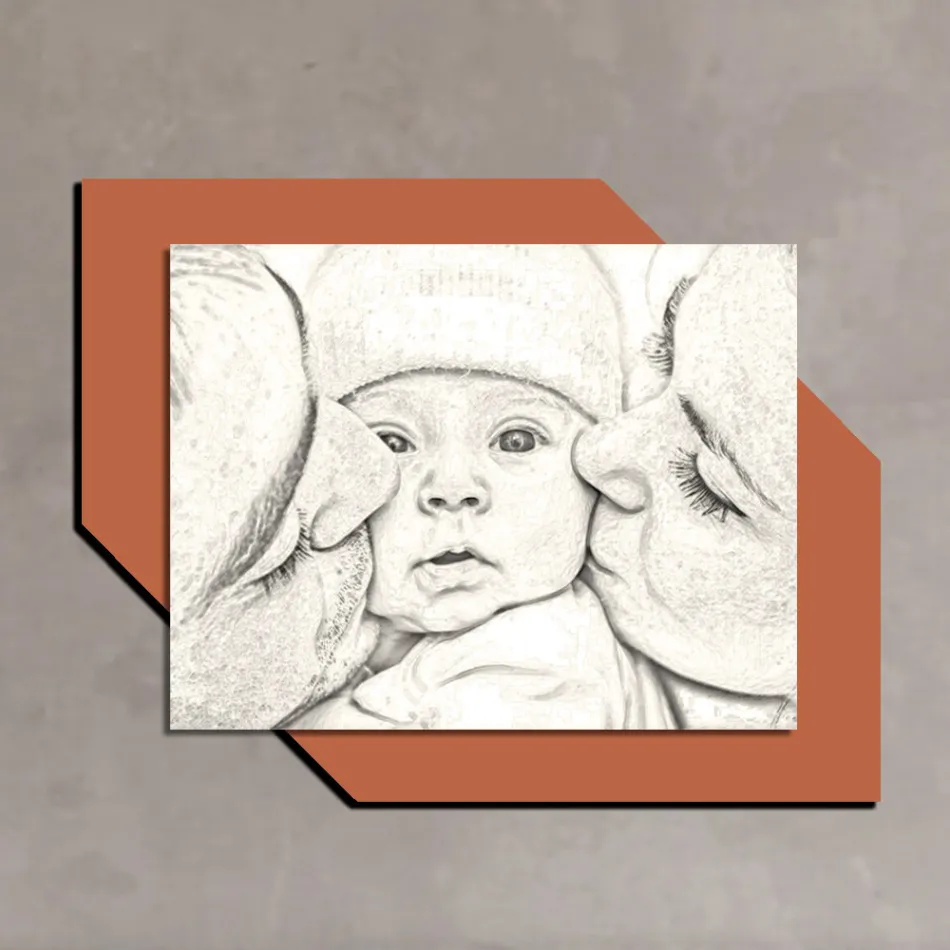 Foto prej druri me printim të një puthjeje për një fëmijë Made in Italy - Andorra Viadurini