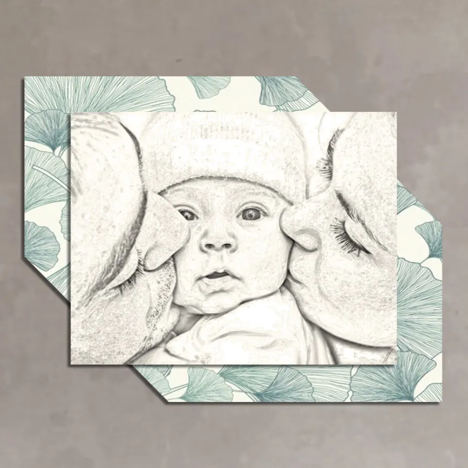 Foto prej druri me printim të një puthjeje për një fëmijë Made in Italy - Andorra Viadurini