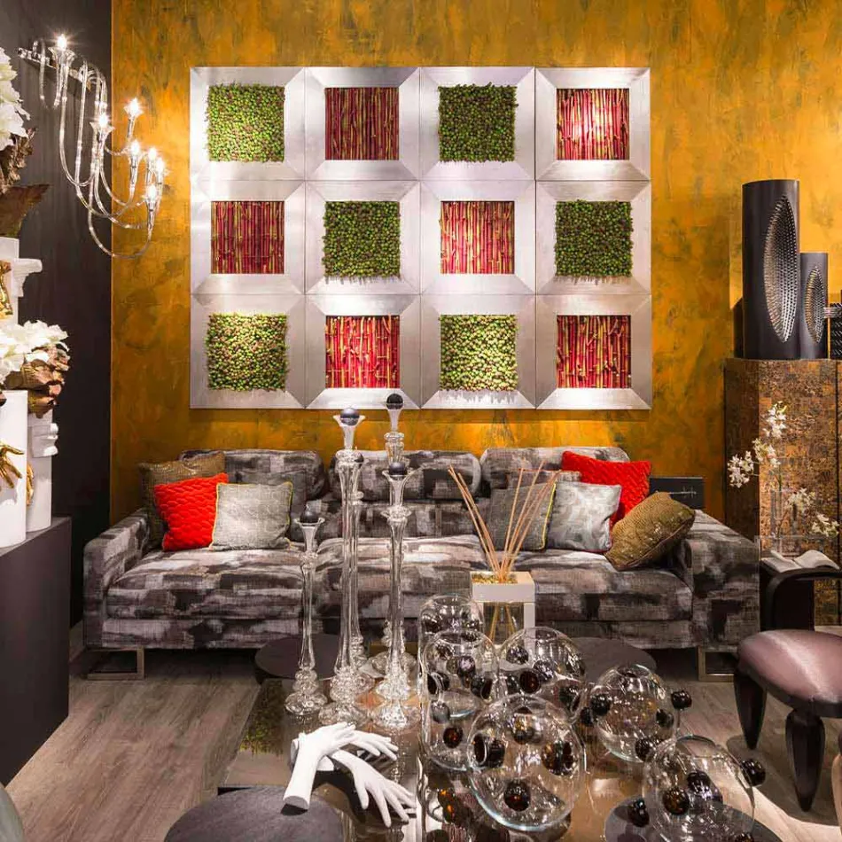 Foto Moderne e Murit në Lule Metalike dhe Artificiale Prodhuar në Itali - Trimo Viadurini