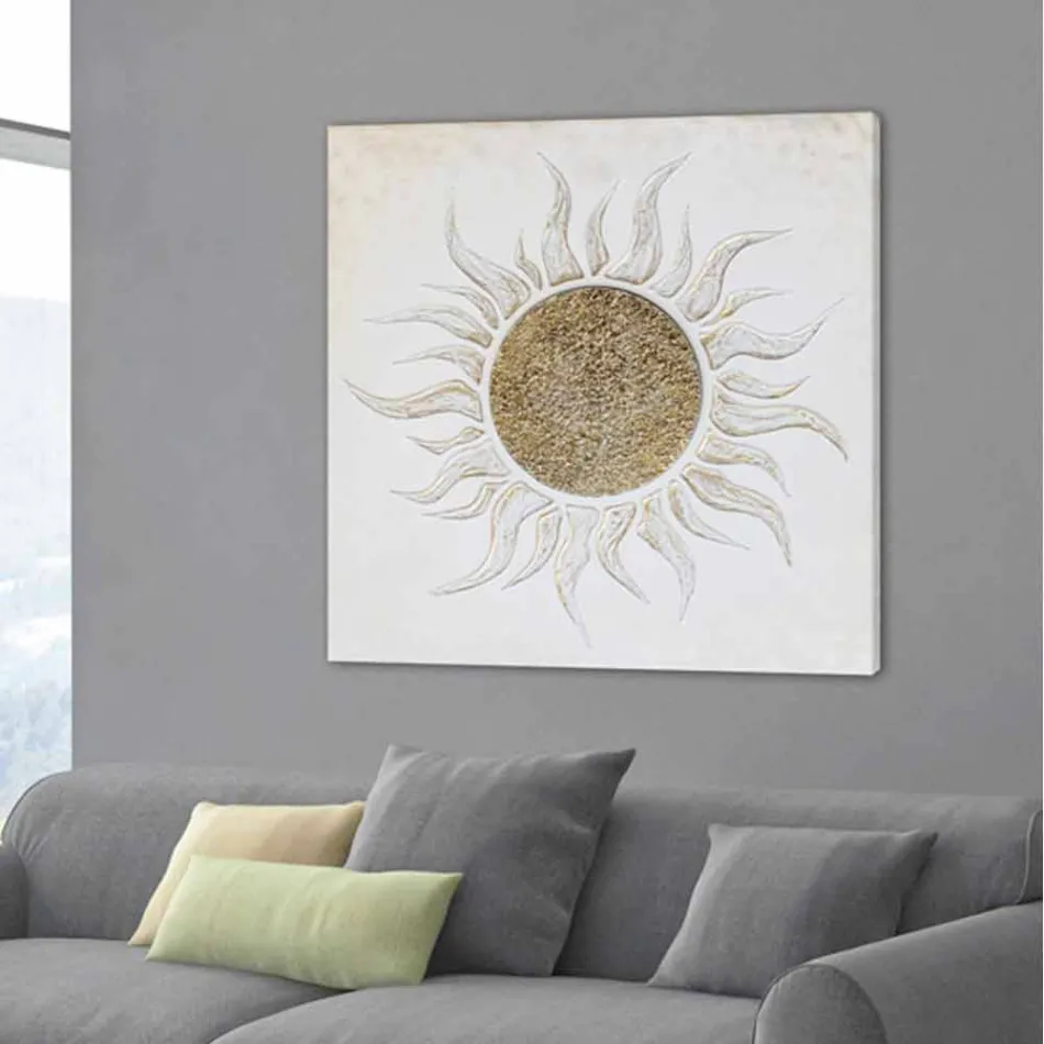 Kuadri për dhomën e ndenjes me dekorime të bëra me dorë dhe strukturë fildishi Luis Viadurini