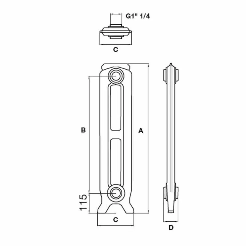 Dizajnoni Radiatorin 7 Elemente të Dekoruar në Gize nga Toka deri në 1062 W - Barok Viadurini