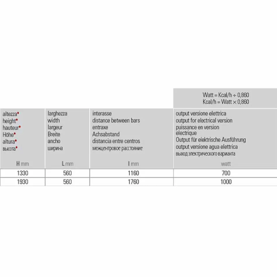 Radiator elektrik me dizajn vertikal deri në 1000 W - Flora Viadurini