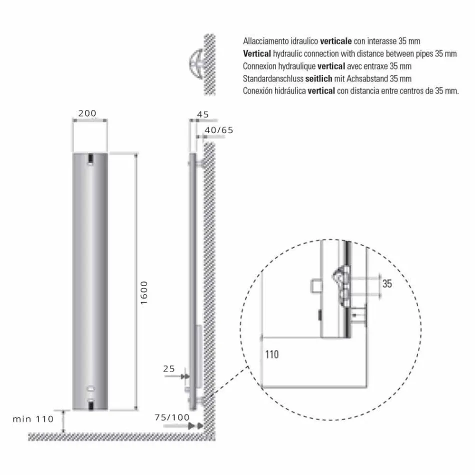 Projektim Radiatori Radiator Muri Alumini Hidraulik 250 Watt - Stilus Viadurini