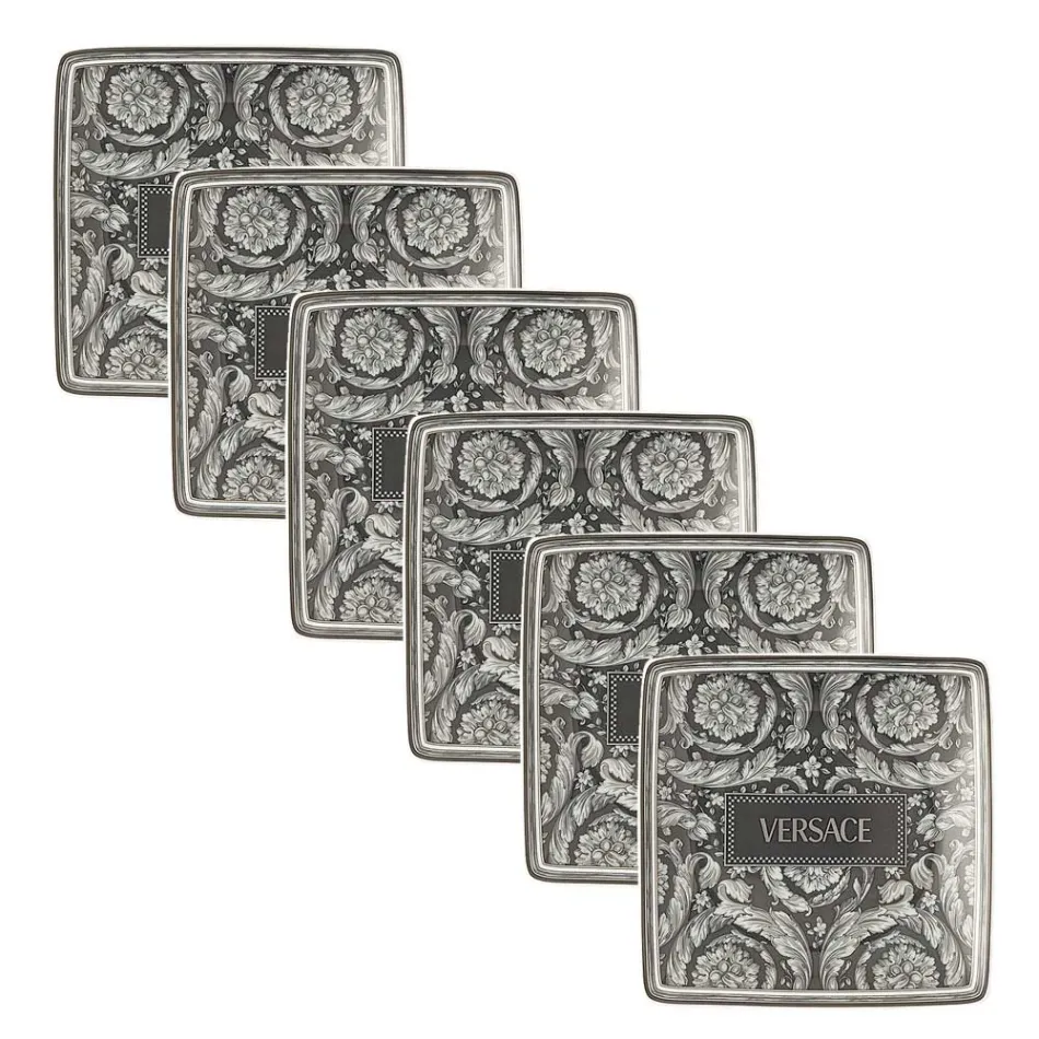 Rosenthal Versace 6 lojë me birila katrore të sheshta me logon e Versace Vintage e viteve '90 - barok Viadurini