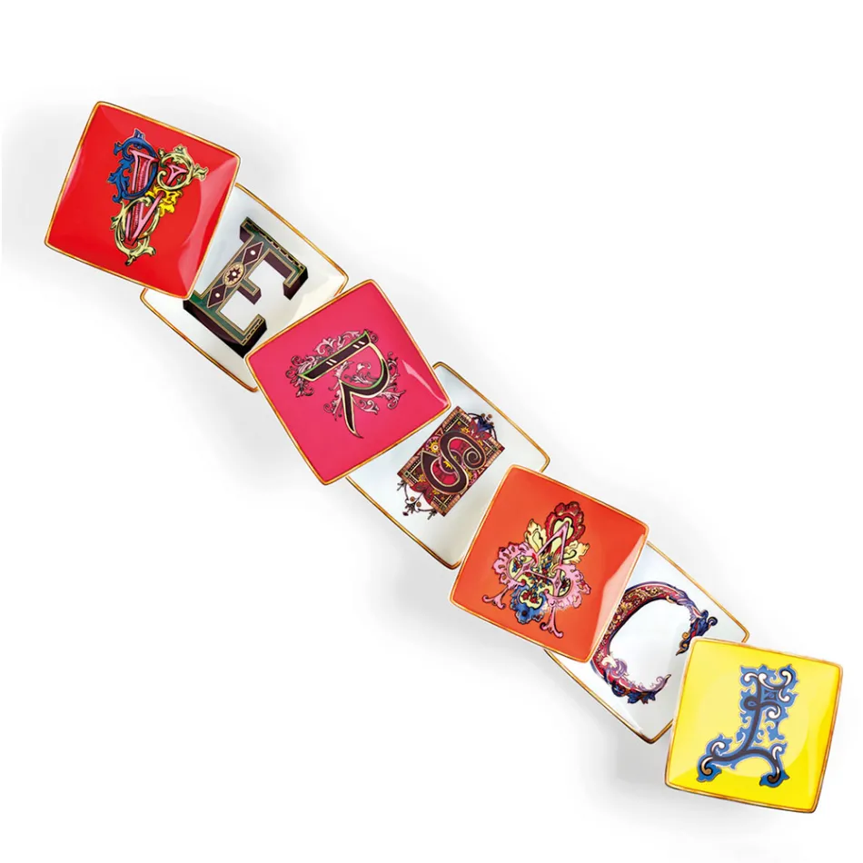 Rosenthal Versace Alfabet 6 Tasa Porcelani Sheshta katror - Alfabet Viadurini