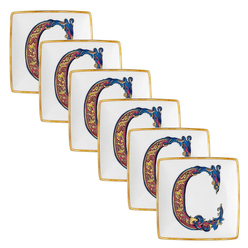 Rosenthal Versace Alfabet 6 Tasa Porcelani Sheshta katror - Alfabet Viadurini