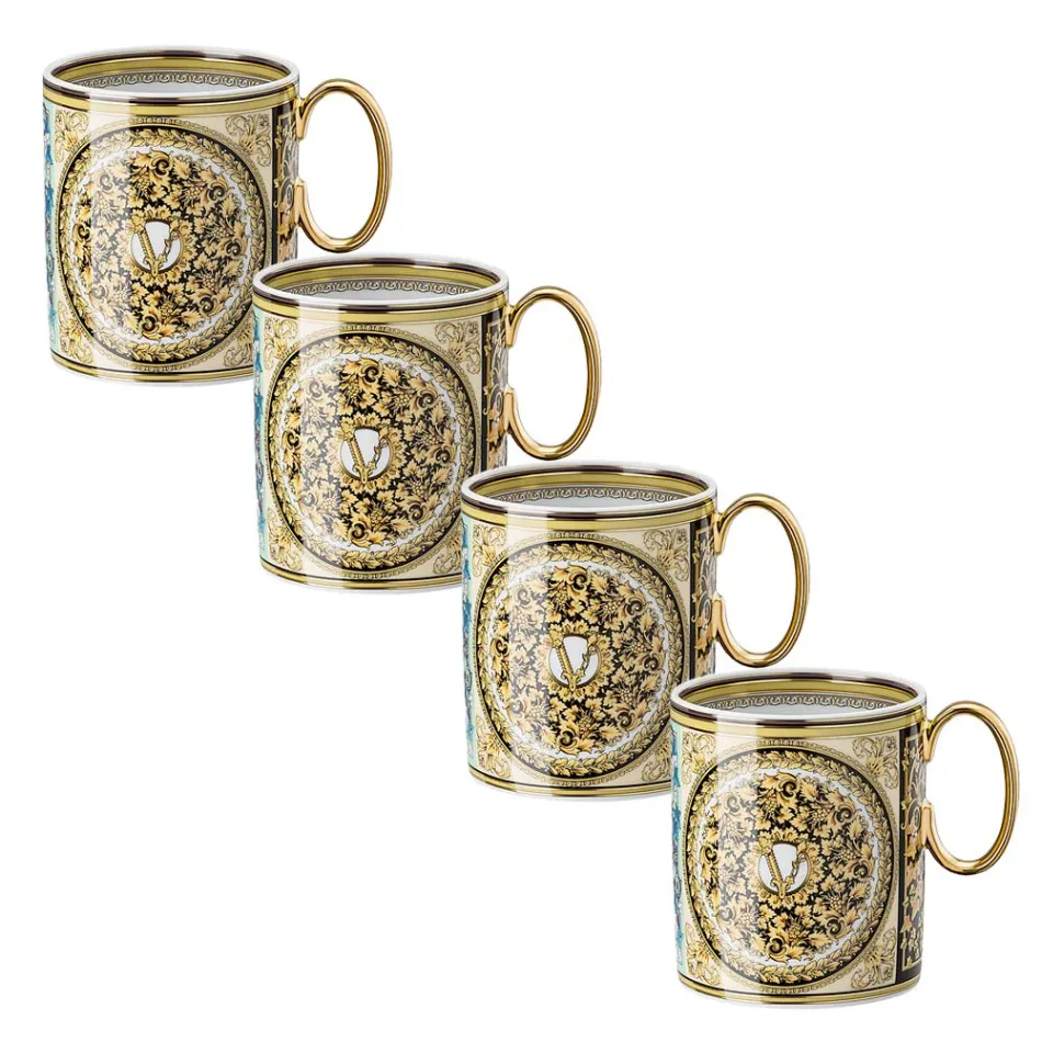 Rosenthal Versace Barocco Mosaic 4 Gosses with Porcelan Dore - Mozaic Viadurini