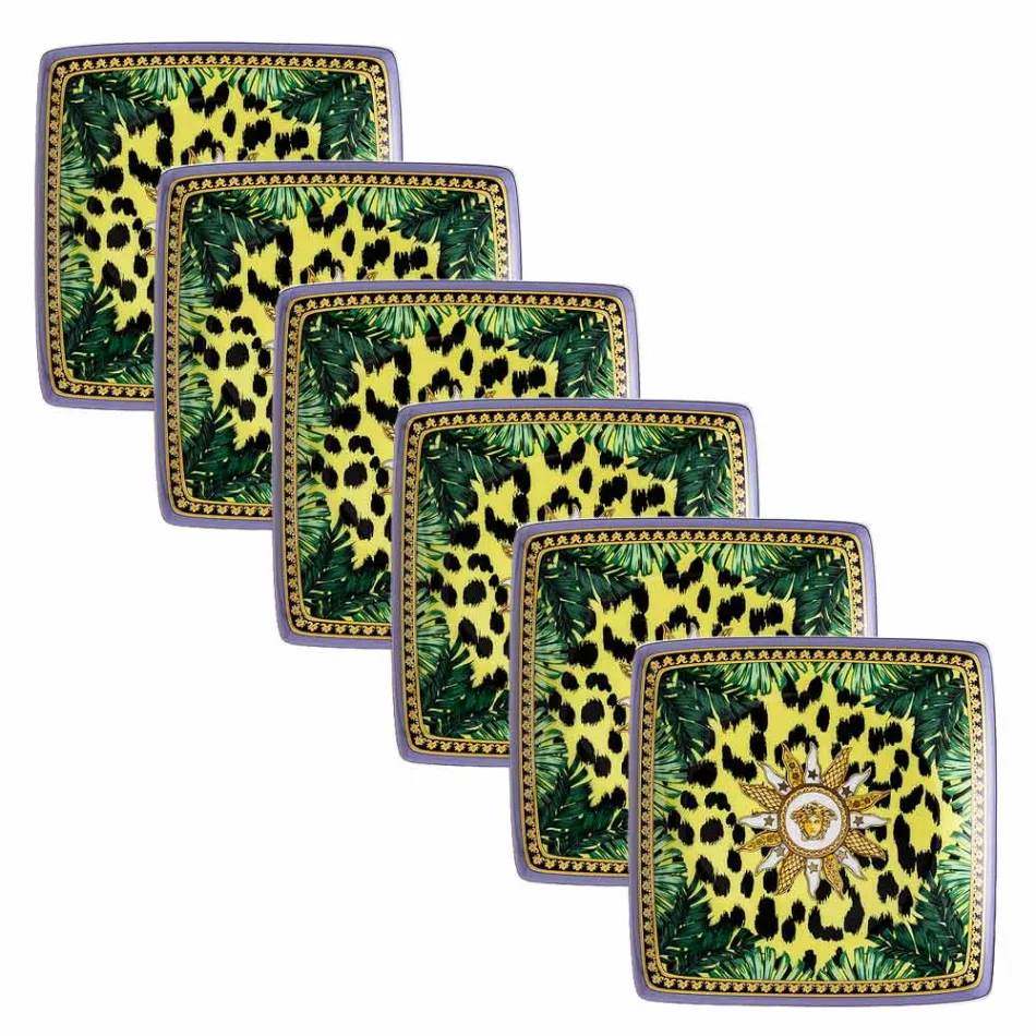 Rosenthal Versace Jungle Animalier 6 Bowls Flat Square - Animalier Viadurini