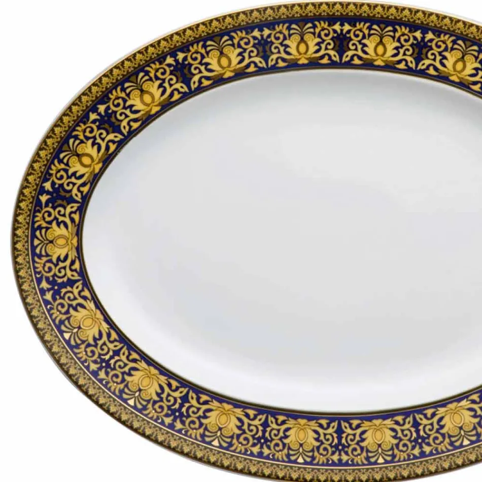 Ena Rosenthal Versace Medusa Blu Oval 40cm me dizajn porcelani Viadurini
