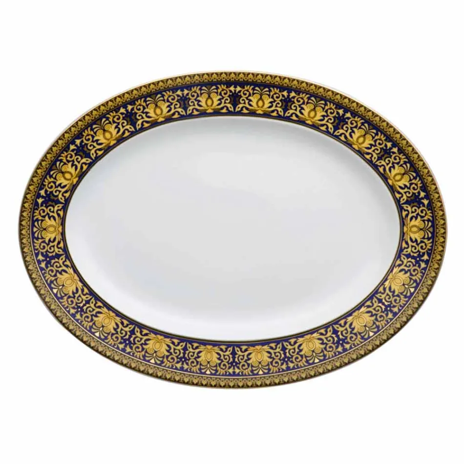 Ena Rosenthal Versace Medusa Blu Oval 40cm me dizajn porcelani Viadurini