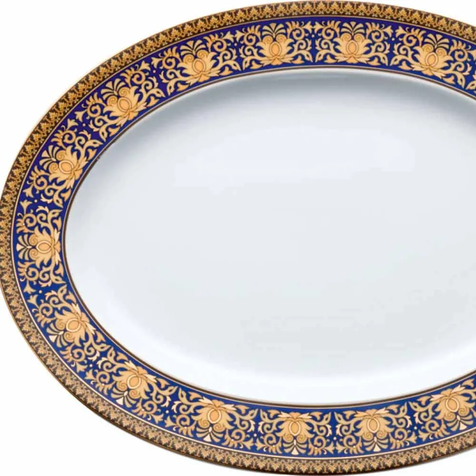 Pjatë prej porcelani Rosenthal Versace Medusa Blu Oval Viadurini