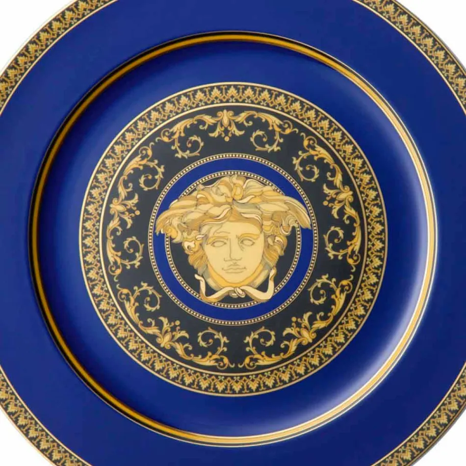 Mbajtëse e pllakave Rosenthal Versace Medusa Blue me dizajn porcelani Viadurini