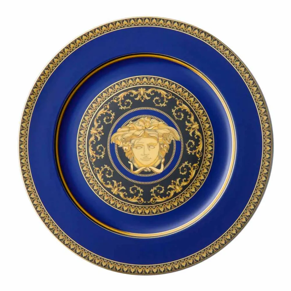 Mbajtëse e pllakave Rosenthal Versace Medusa Blue me dizajn porcelani Viadurini