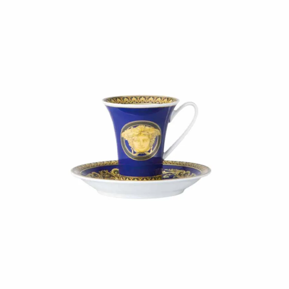 Filxhan kafeje me dizajn Rosenthal Versace Medusa Blue Porcelan Viadurini