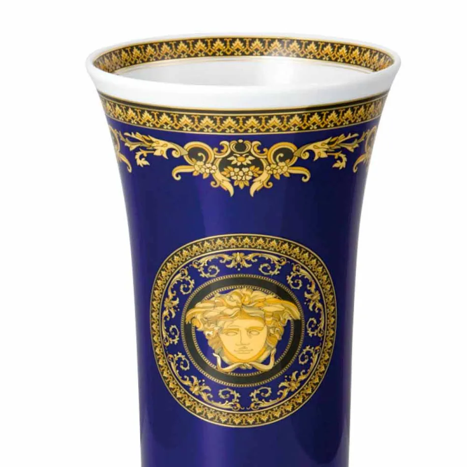 Rosenthal Versace Medusa Blue Vazo porcelani me dizajn modern 26cm Viadurini