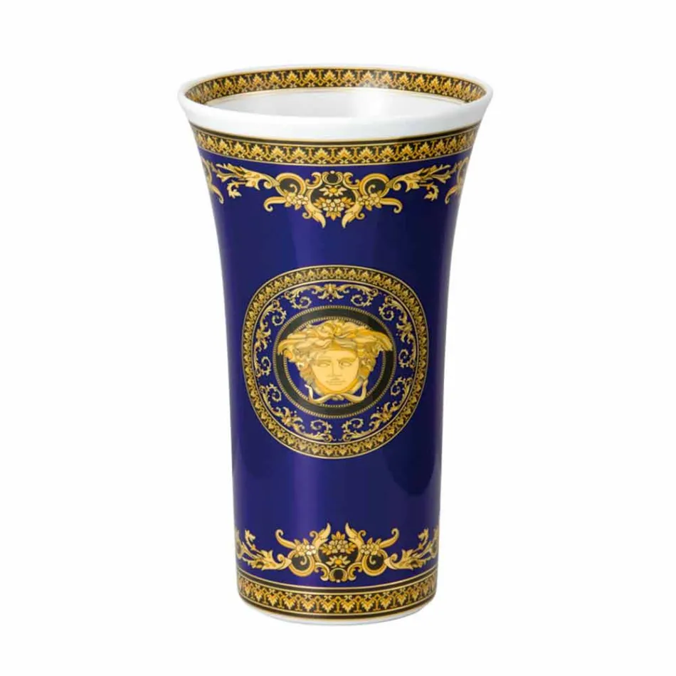 Rosenthal Versace Medusa Blue Vazo porcelani me dizajn modern 26cm Viadurini