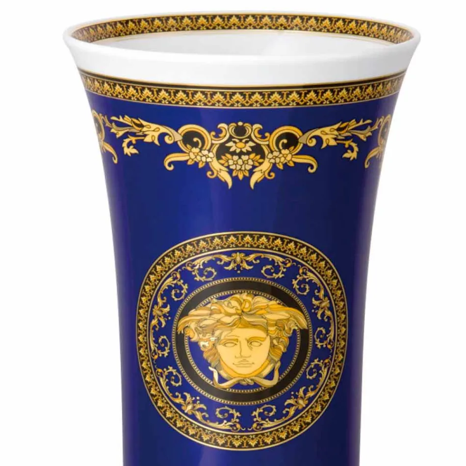 Vazo Rosenthal Versace Medusa Blu prej porcelani me dizajn modern 34cm Viadurini