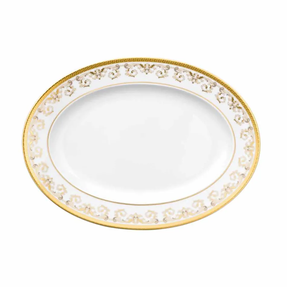 Rosenthal Versace Medusa Gala Gold dizajn pjatë Oval prej porcelani 34cm Viadurini