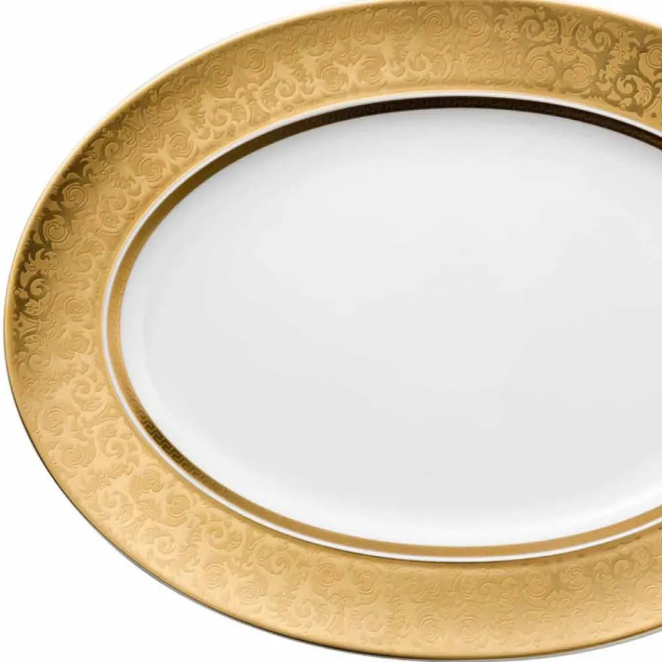 Rosenthal Versace Medusa Gala Gold Dizajn ovale prej porcelani 40cm Viadurini