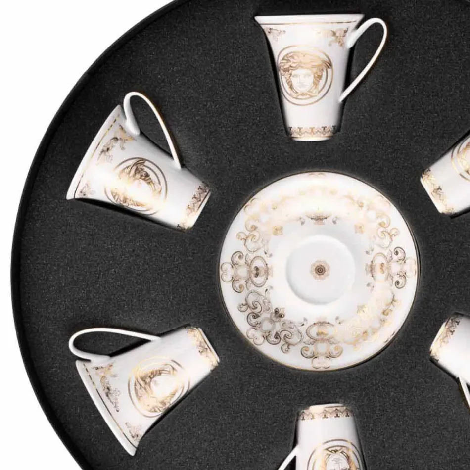 Set Rosenthal Versace Medusa Gala Gold filxhanë për ekspres 6 copë porcelani Viadurini