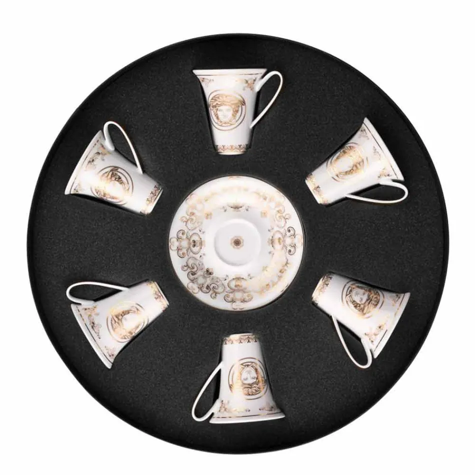 Set Rosenthal Versace Medusa Gala Gold filxhanë për ekspres 6 copë porcelani Viadurini