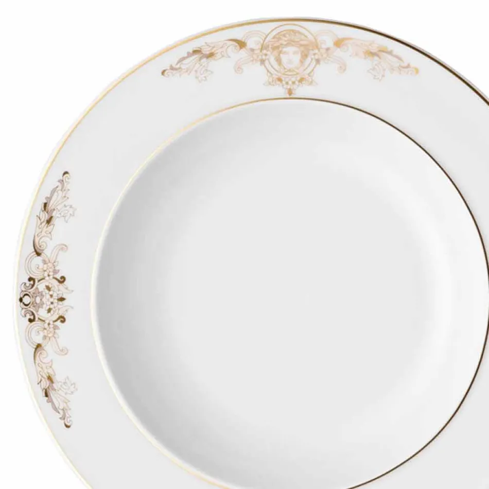 Pjatë supe Rosenthal Versace Medusa Gala 22 cm në dizajn porcelani Viadurini