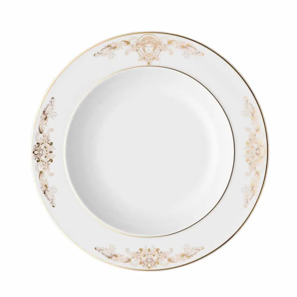 Pjatë supe Rosenthal Versace Medusa Gala 22 cm në dizajn porcelani Viadurini