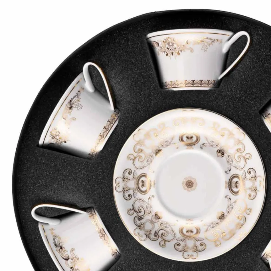 Set filxhan çaji porcelani Rosenthal Versace Medusa Gala 6 copë Viadurini