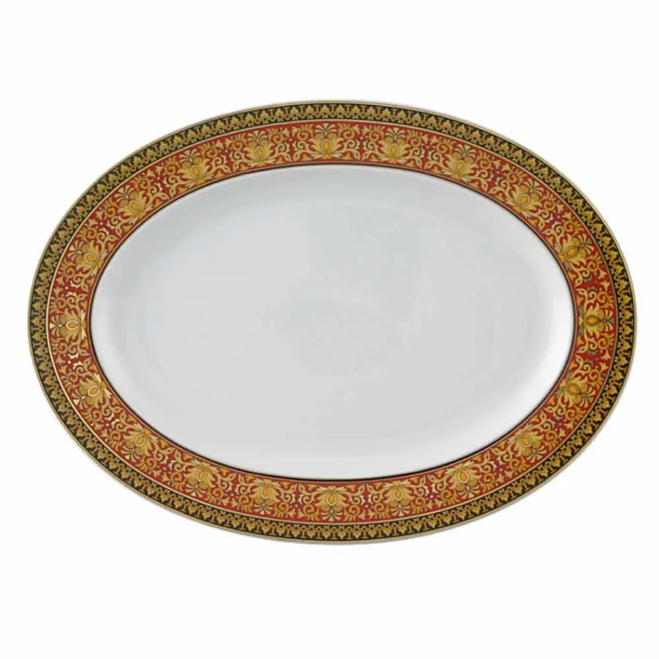 Pjatë prej porcelani Rosenthal Versace Red Medusa Oval Viadurini