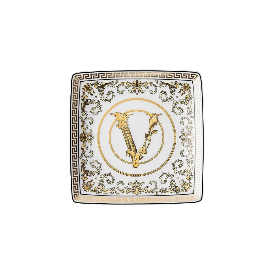 Rosenthal Versace Virtus Gala 6 Kupa të sheshta katrore 15x15 cm në porcelan - barok Viadurini