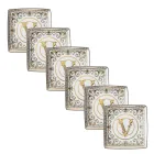 Rosenthal Versace Virtus Gala 6 Kupa të sheshta katrore 15x15 cm në porcelan - barok Viadurini