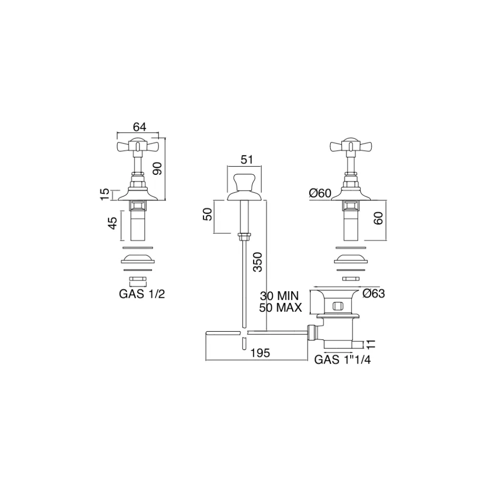 Çezmat e cilësisë së mirë të tunxhit me shpërndarje të brendshme Prodhuar në Itali - Katerina Viadurini