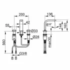 Përzierës lavamani banjo me dizajn modern me 3 vrima metalike - Etto Viadurini