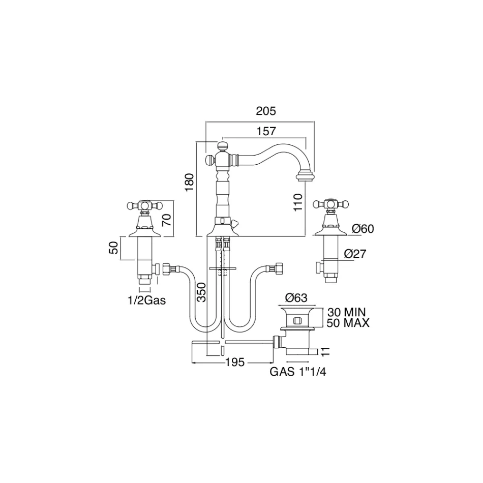 Vintage Design me 3 vrima rubineti në tunxh Prodhuar në Itali - Ursula Viadurini