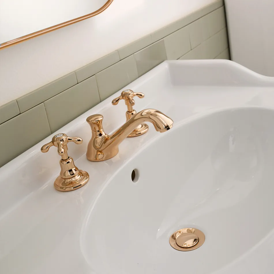 Tap lavamani prej bronzi me 3 vrima Vintage Prodhuar në Itali – Klarisa Viadurini