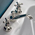 Rubineti i lavamanit të banjës me 3 vrima në tunxh me kullues të stilit klasik - Ercolina Viadurini