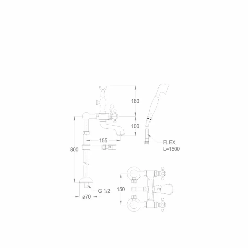 Trokitje klasike për vaskë në kolonat prej bronzi të prodhuara në Itali - Enriko Viadurini