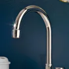 Rubineti i lavamanit të banjës me 3 vrima në tunxh me grykë të lartë dhe kullues - Ercolina Viadurini