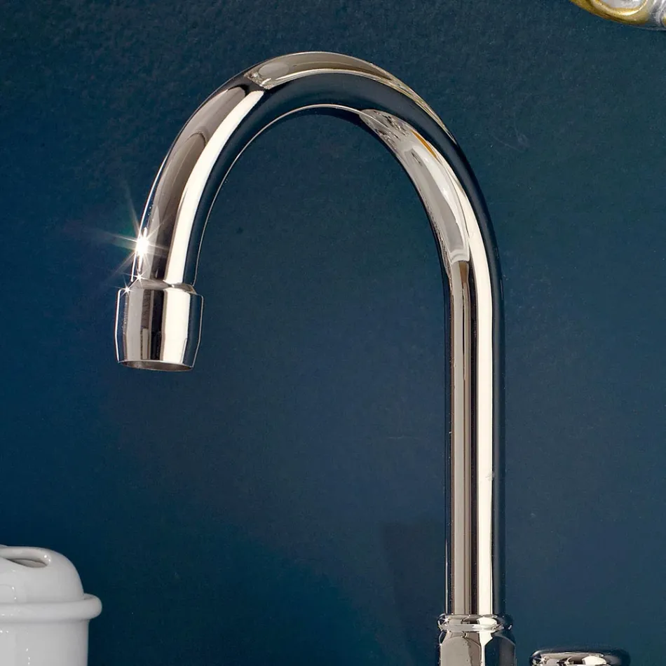 Rubineti i lavamanit të banjës me 3 vrima në tunxh me grykë të lartë dhe kullues - Ercolina Viadurini