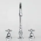 Rubineti i lavamanit të banjës me 3 vrima në tunxh me grykë të lartë dhe kullues - Ercolina Viadurini