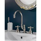 Rubineti i lavamanit të banjës me 3 vrima në tunxh me grykë të lartë dhe kullues - Ercolina Viadurini