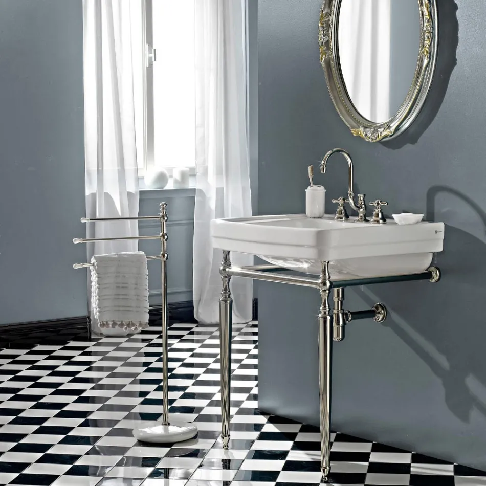 Rubineti i lavamanit të banjës me 3 vrima në tunxh me grykë të lartë dhe kullues - Ercolina Viadurini