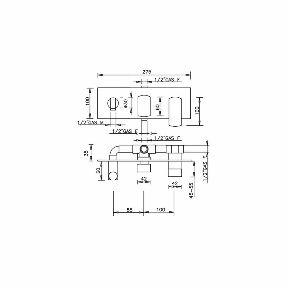 Dizajni Trokitje e Mikserit të Dushit me devijues 3-Rrugësh Prodhuar në Itali - Sika Viadurini