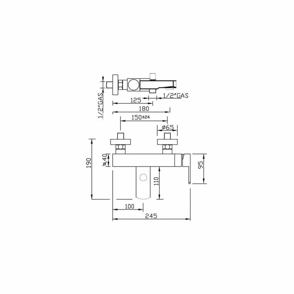 Trokitje e mikserit të jashtëm për vaskë Made in Italy Brass - Sika Viadurini