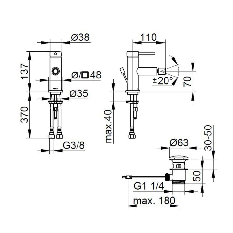 Rubineti i mikserit me një levë bronzi, dizajn i rrumbullakët - Antilio Viadurini