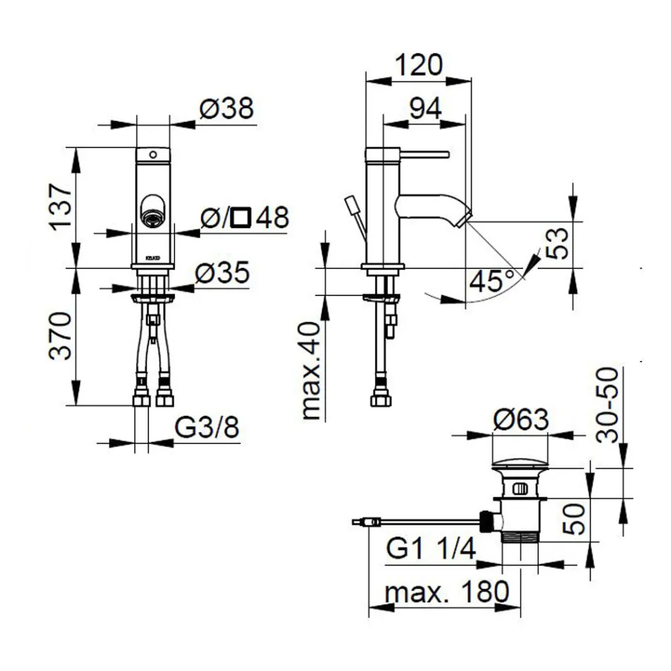 Përzierëse me një levë me trokitje me tunxh Dizajn i rrumbullakët - Antilio Viadurini