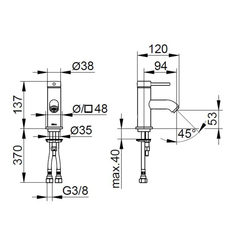 Përzierëse me një levë me trokitje me tunxh Dizajn i rrumbullakët - Antilio Viadurini