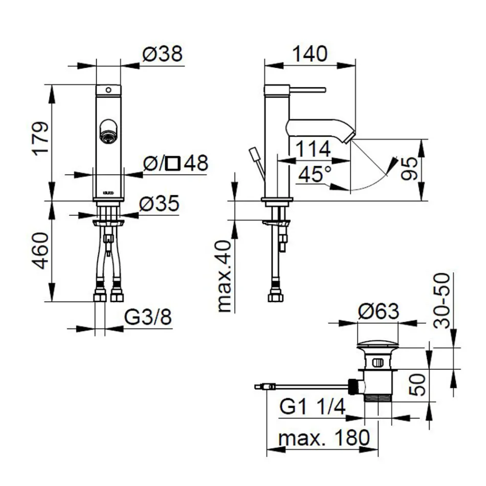 Përzierëse me një levë me trokitje me tunxh Dizajn i rrumbullakët - Antilio Viadurini