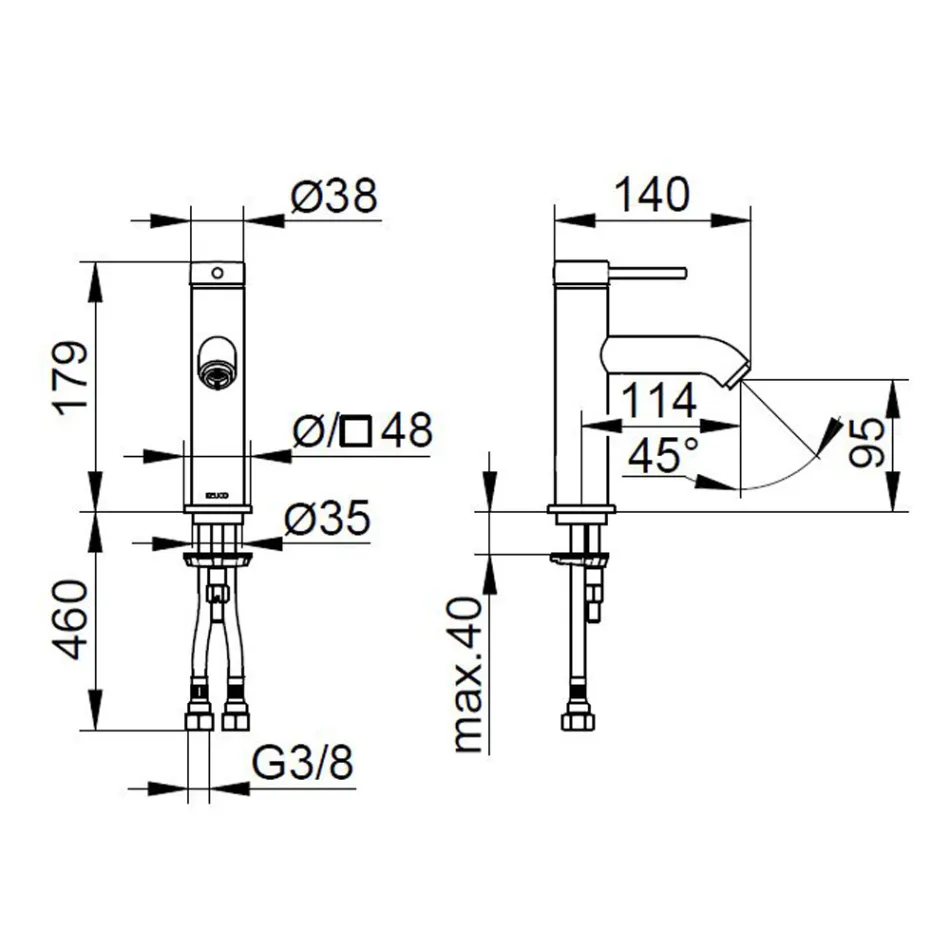 Përzierëse me një levë me trokitje me tunxh Dizajn i rrumbullakët - Antilio Viadurini